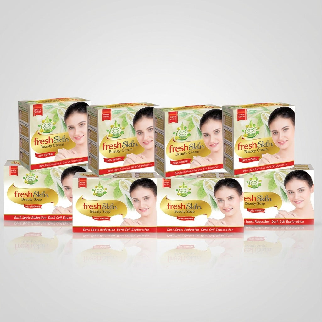 FRESH SKIN BEAUTY CREAM 4PCS + FRESH SKIN BEAUTY SOAP 4PCS