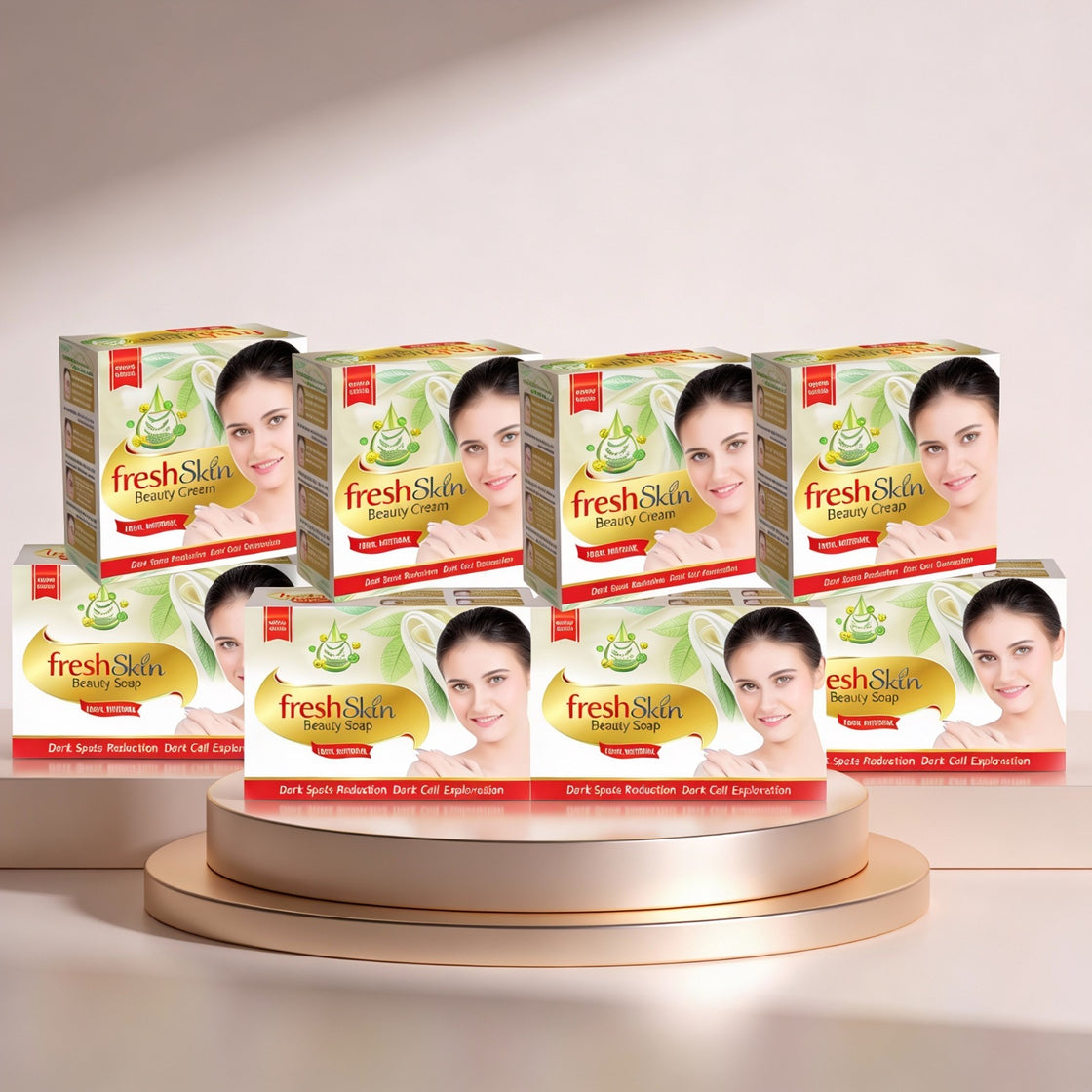FRESH SKIN BEAUTY CREAM 4PCS + FRESH SKIN BEAUTY SOAP 4PCS