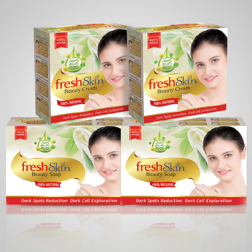 FRESH SKIN BEAUTY CREAM 2PCS + FRESH SKIN BEAUTY SOAP 2PCS